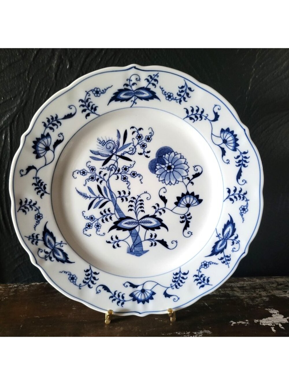 Vtg Blue Danube Blue Onion Porcelain Dinner Plate 10.375" Scalloped Edge